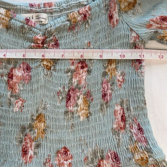 Becool Peasant Babydoll Smocked Mini Dress Puff Sleeves Spring Easter Floral S - Picture 12 of 16